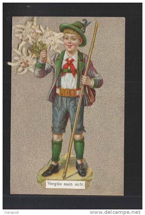 AK Schweiz  mit echtem Edelweiß "Vergiss mein nicht!" 1907 nach Deutschland gelaufen