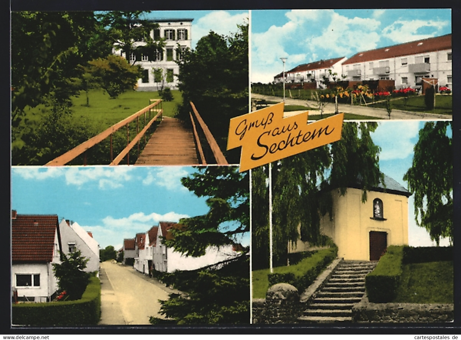 AK Sechtem, Kapelle und Szenen von Reihenhäusern