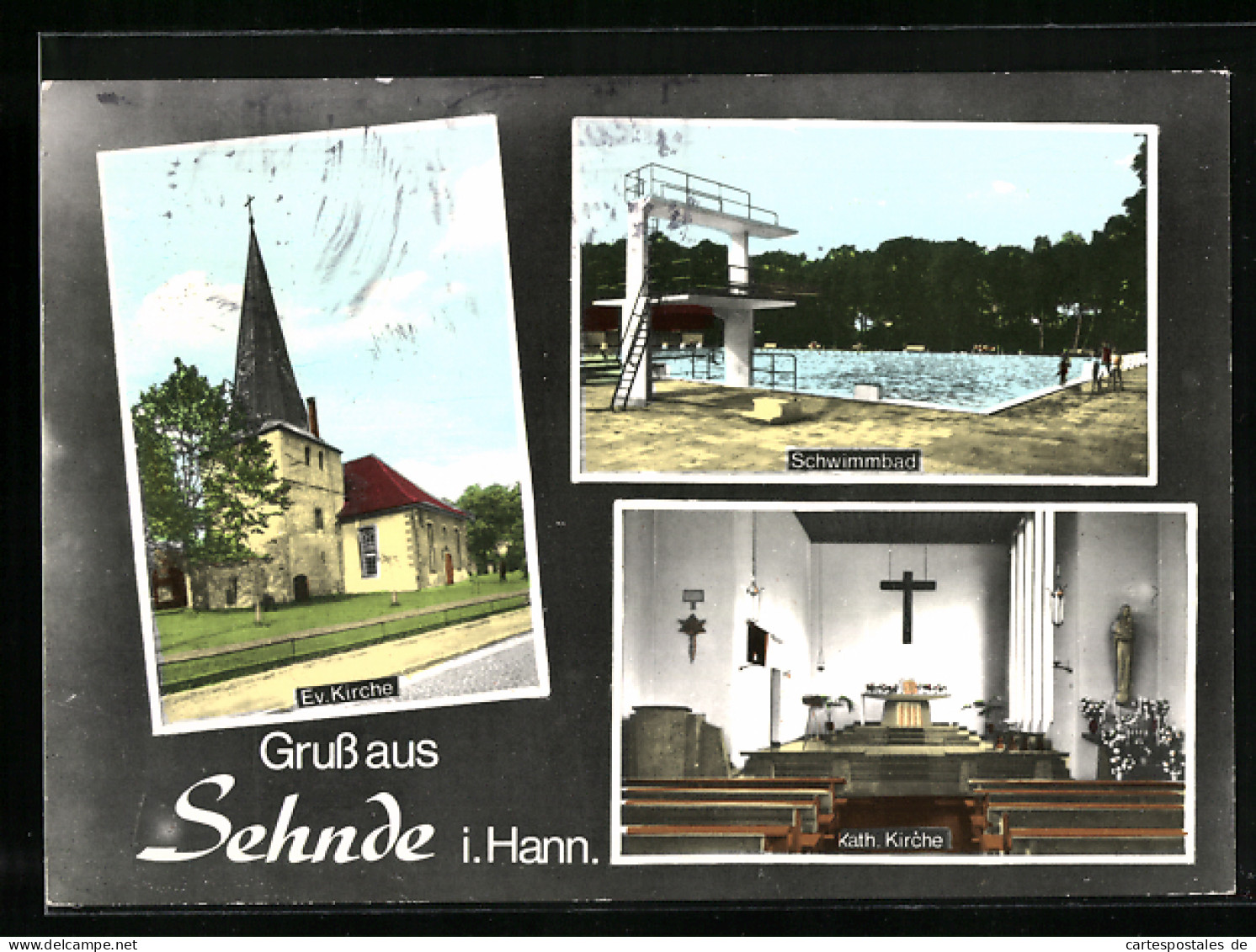 AK Sehnde i. Hann., Ev. Kirche, Schwimmbad, Innenansicht der Kath. Kirche