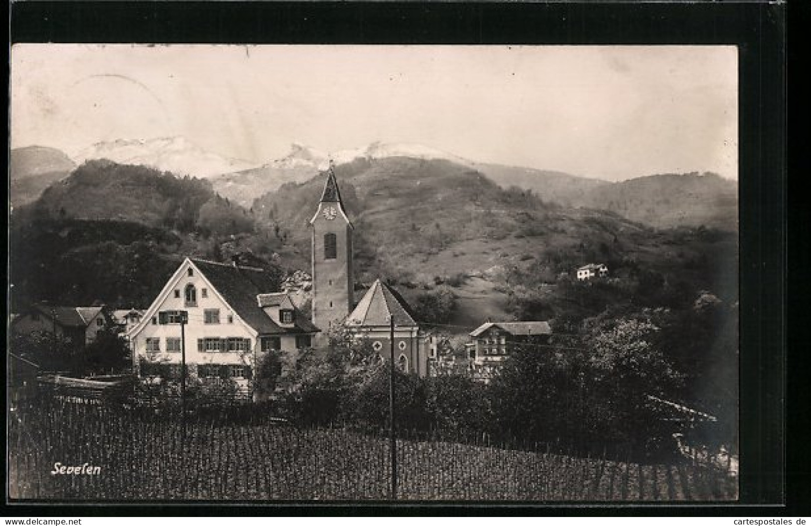 AK Sevelen, Teilansicht mit Kirche