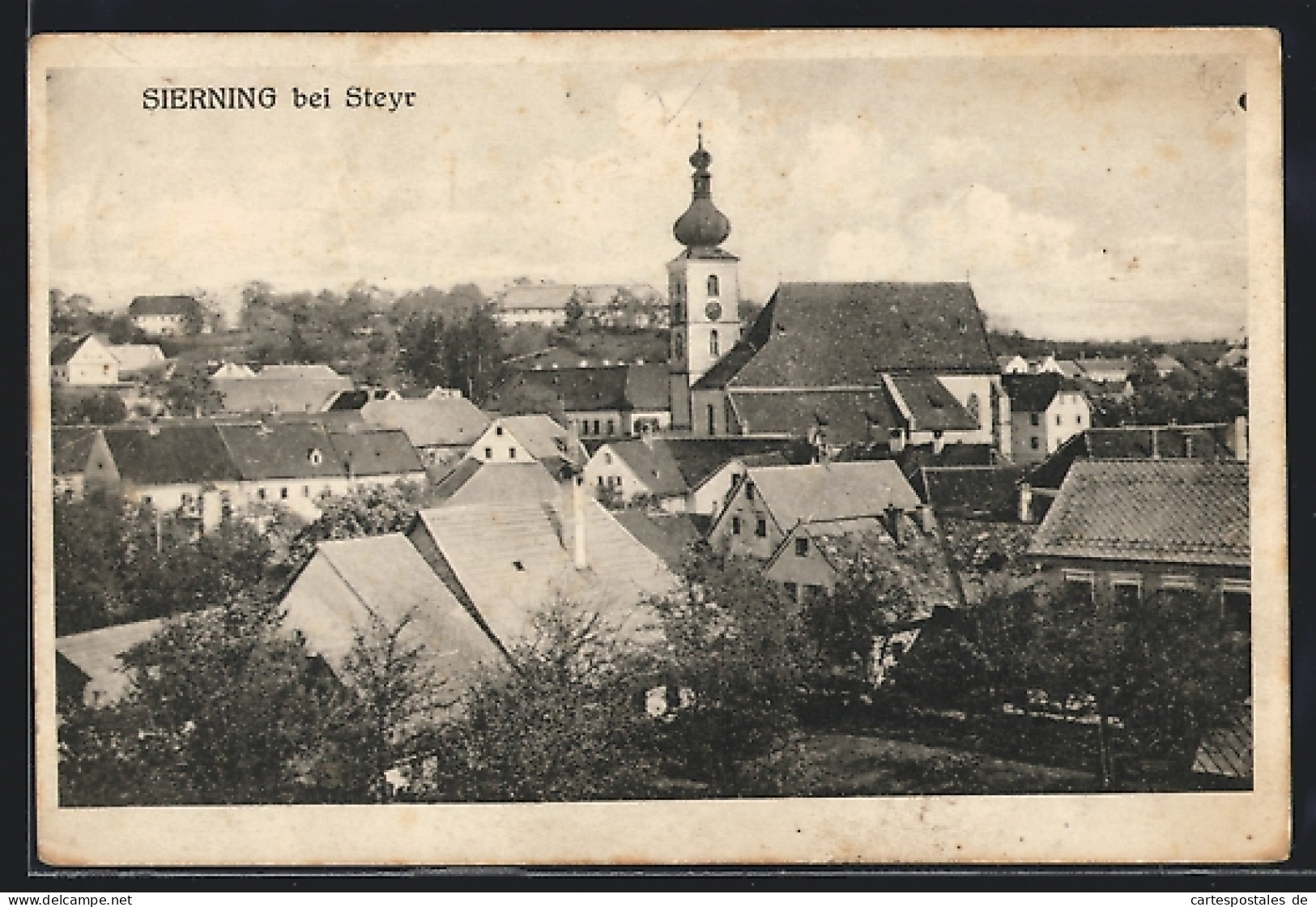 AK Sierning bei Steyr, Ortspartie mit der Kirche