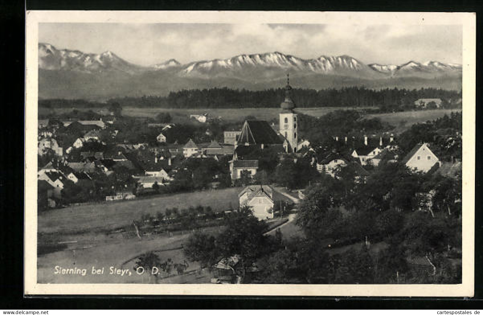 AK Sierning bei Steyr, Ortspartie mit Kirche
