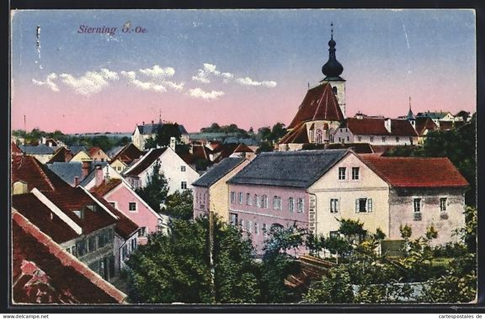 AK Sierning, Ortsansicht mit Kirche