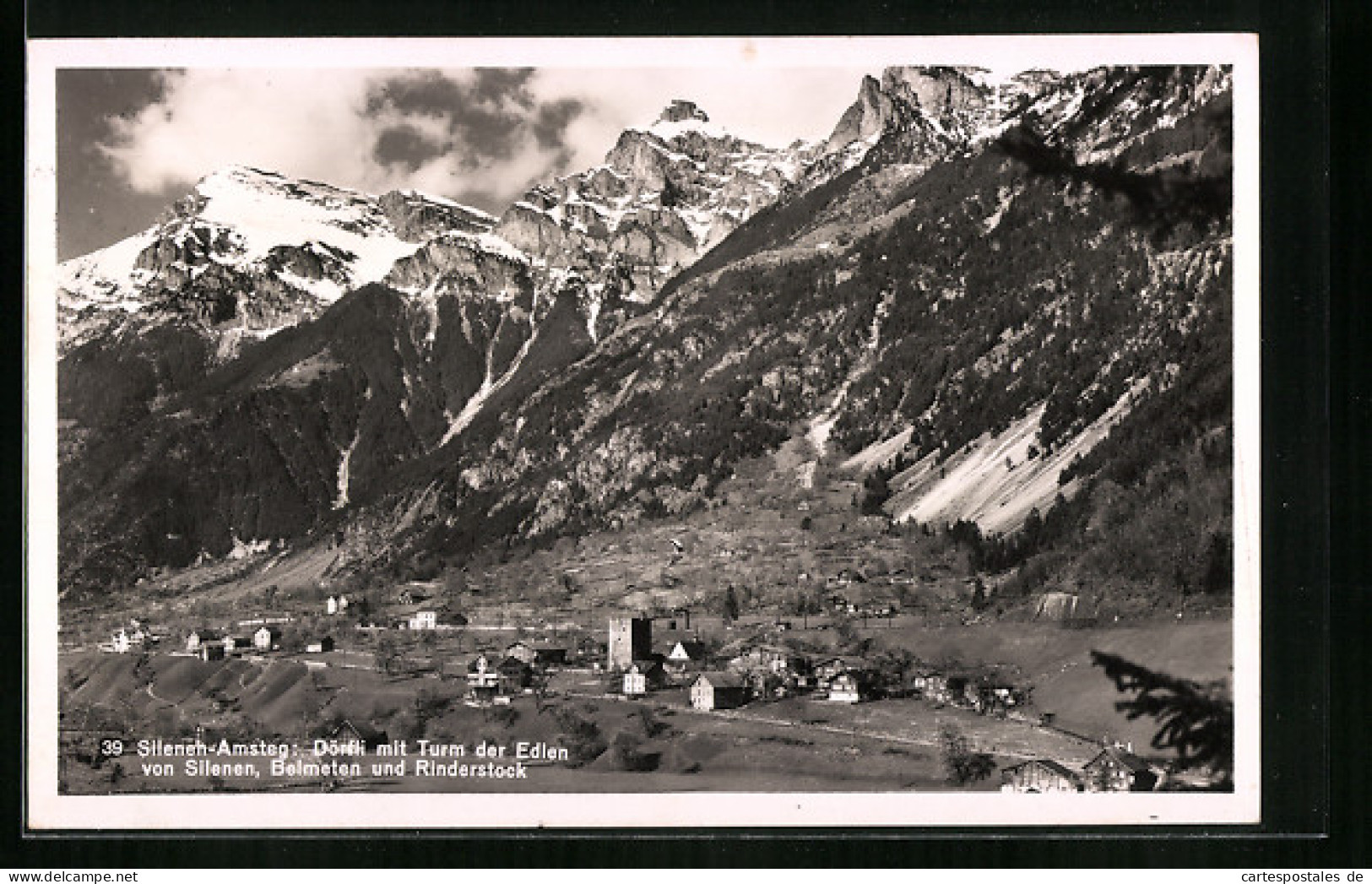 AK Silenen-Amsteg, Dörfli mit Turm der Edlen von Silenen
