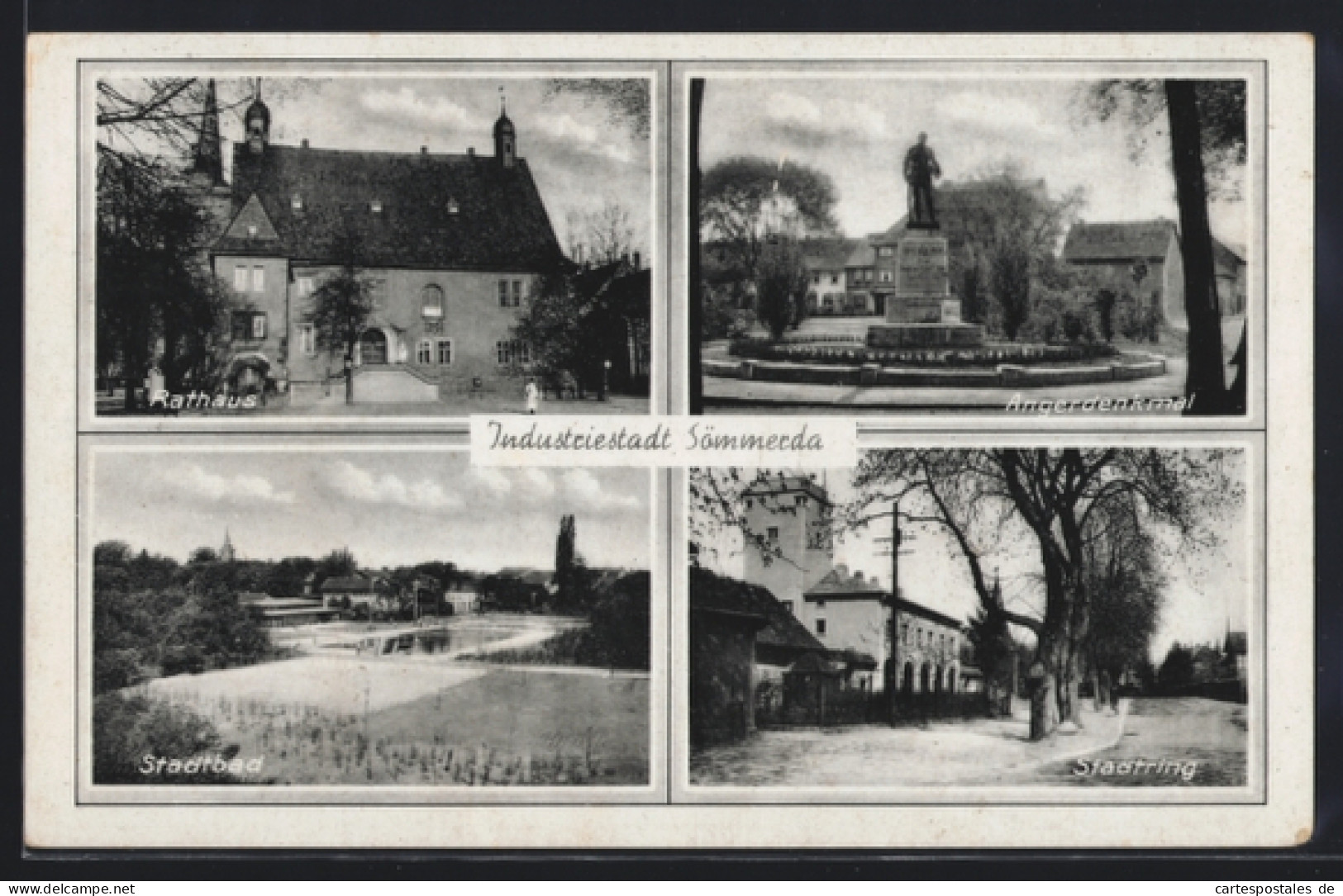 AK Sömmerda, Rathaus, Stadtbad, Angerdenkmal
