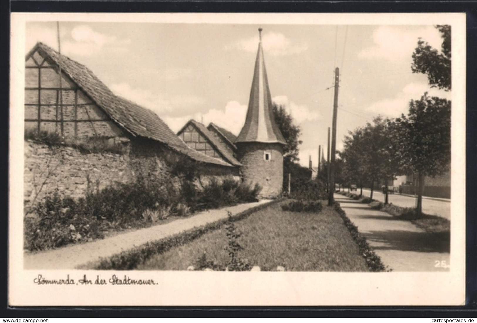 AK Sömmerda, Strassenpartie an der Stadtmauer