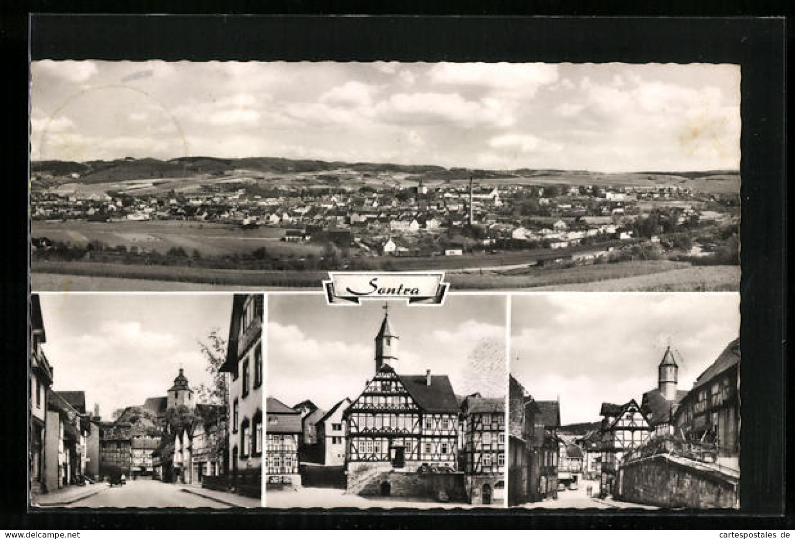 AK Sontra, Panorama, Strassenpartie und Fachwerkhäuser