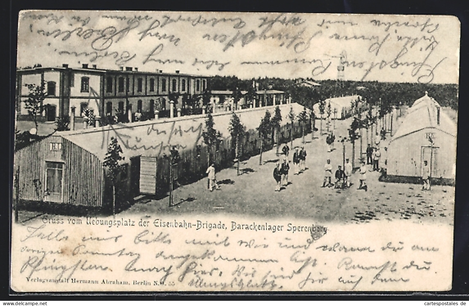 AK Sperenberg, Übungsplatz der Eisenbahn-Brigade, Barackenlager