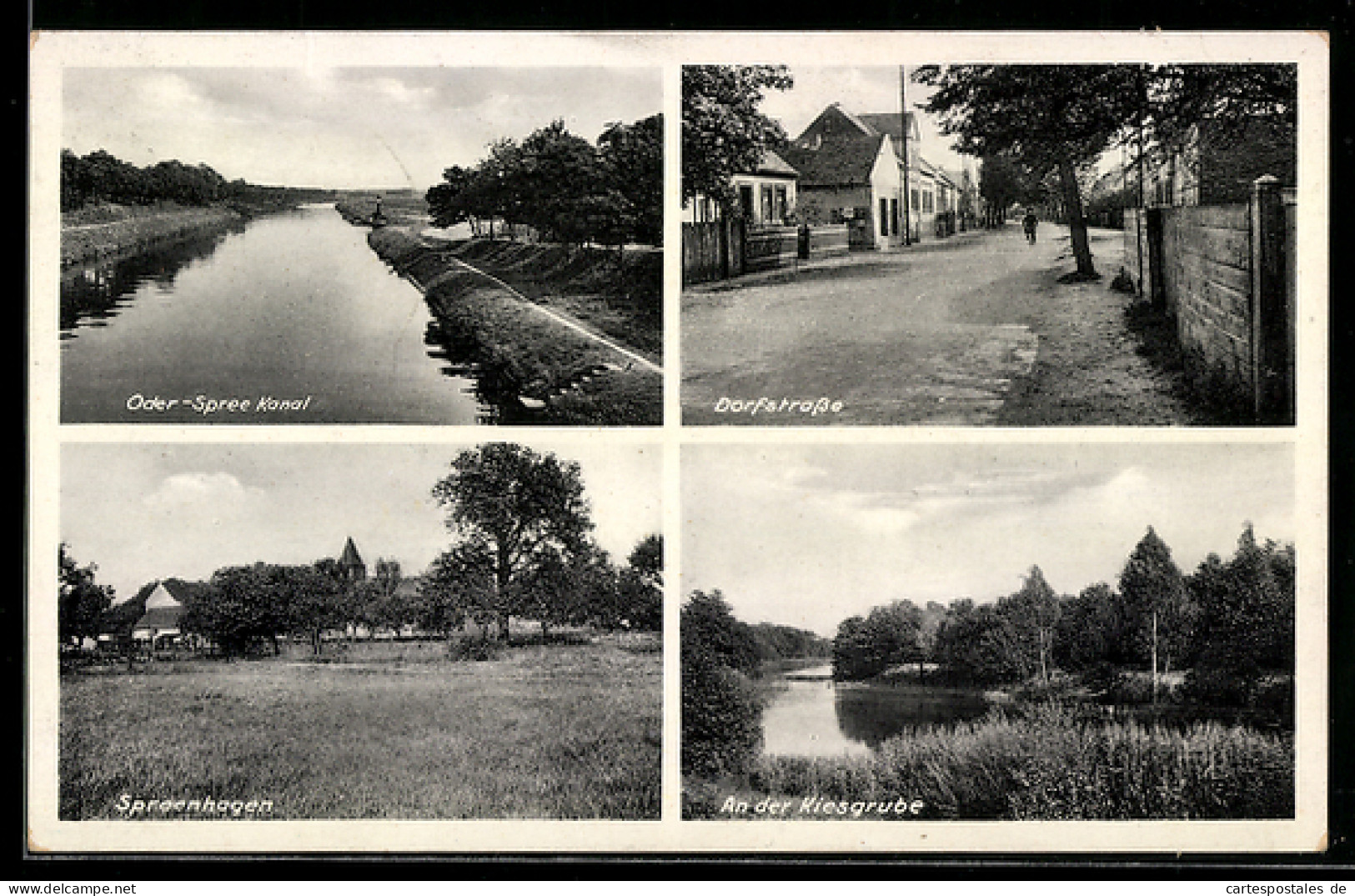 AK Spreenhagen, Dorfstrasse, Kiesgrube, Oder-Spree-Kanal, Ortsansicht