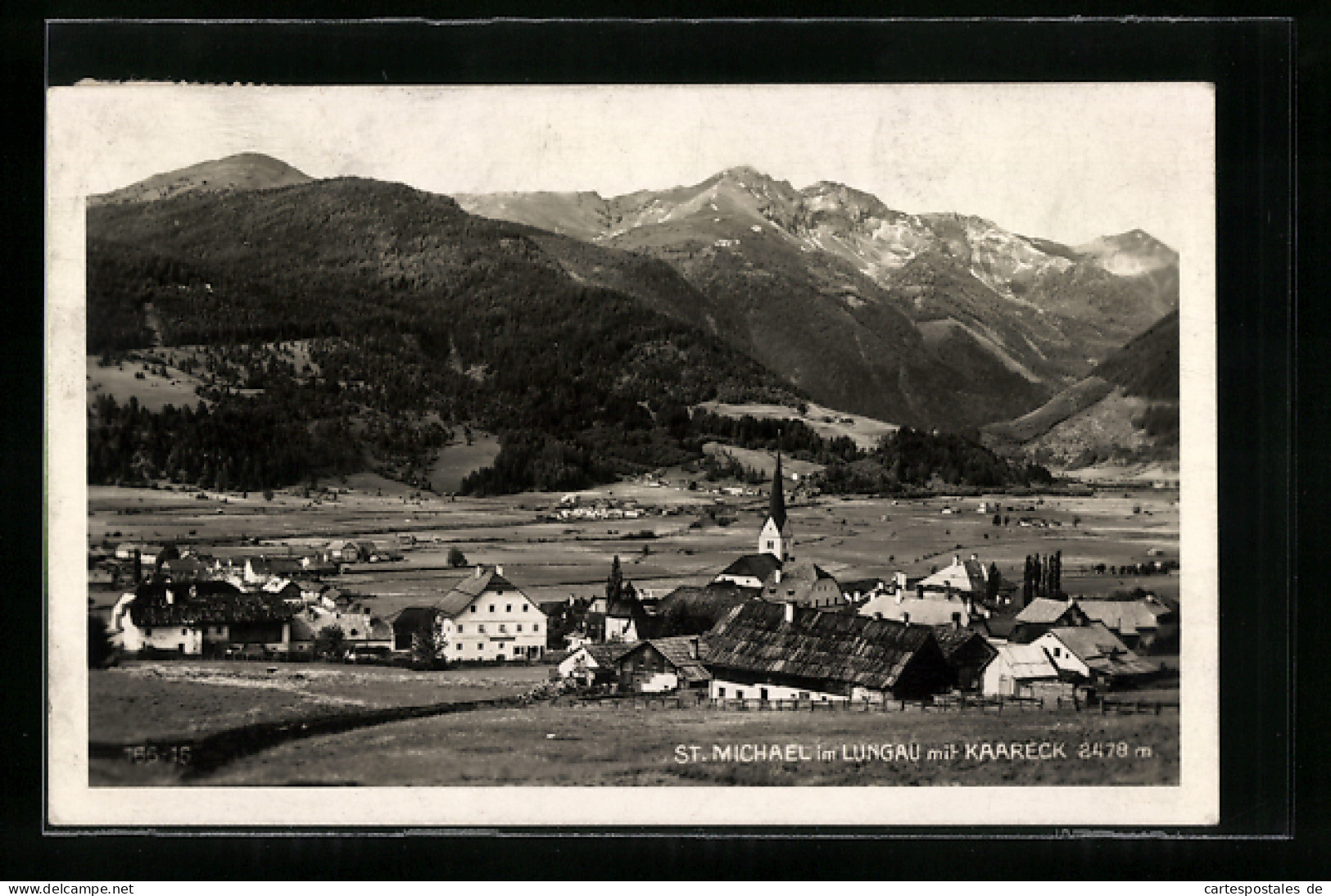 AK St. Michael im Lungau, Ortsansicht mit Kaareck aus der Vogelschau