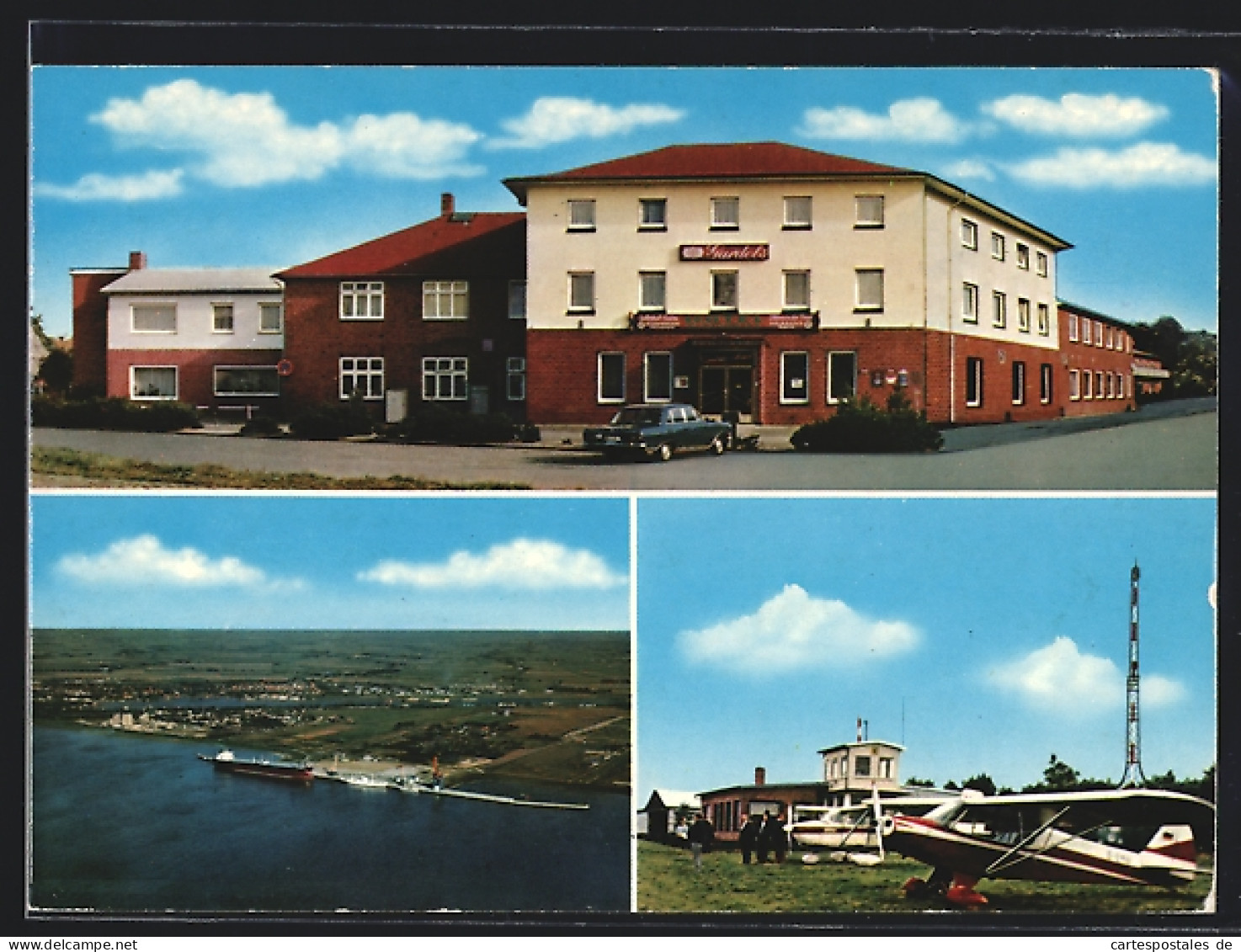 AK St. Michaelisdonn bei Brunsbüttel, Totalansicht aus der Vogelschau, Flugzeuge, Hotel Gardels