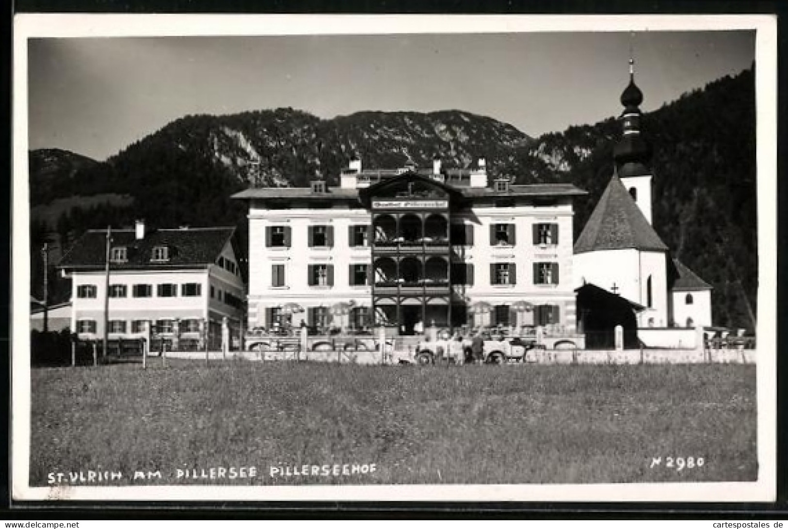 AK St. Ulrich am Pillersee, Gasthof Pillerseehof und Kirche
