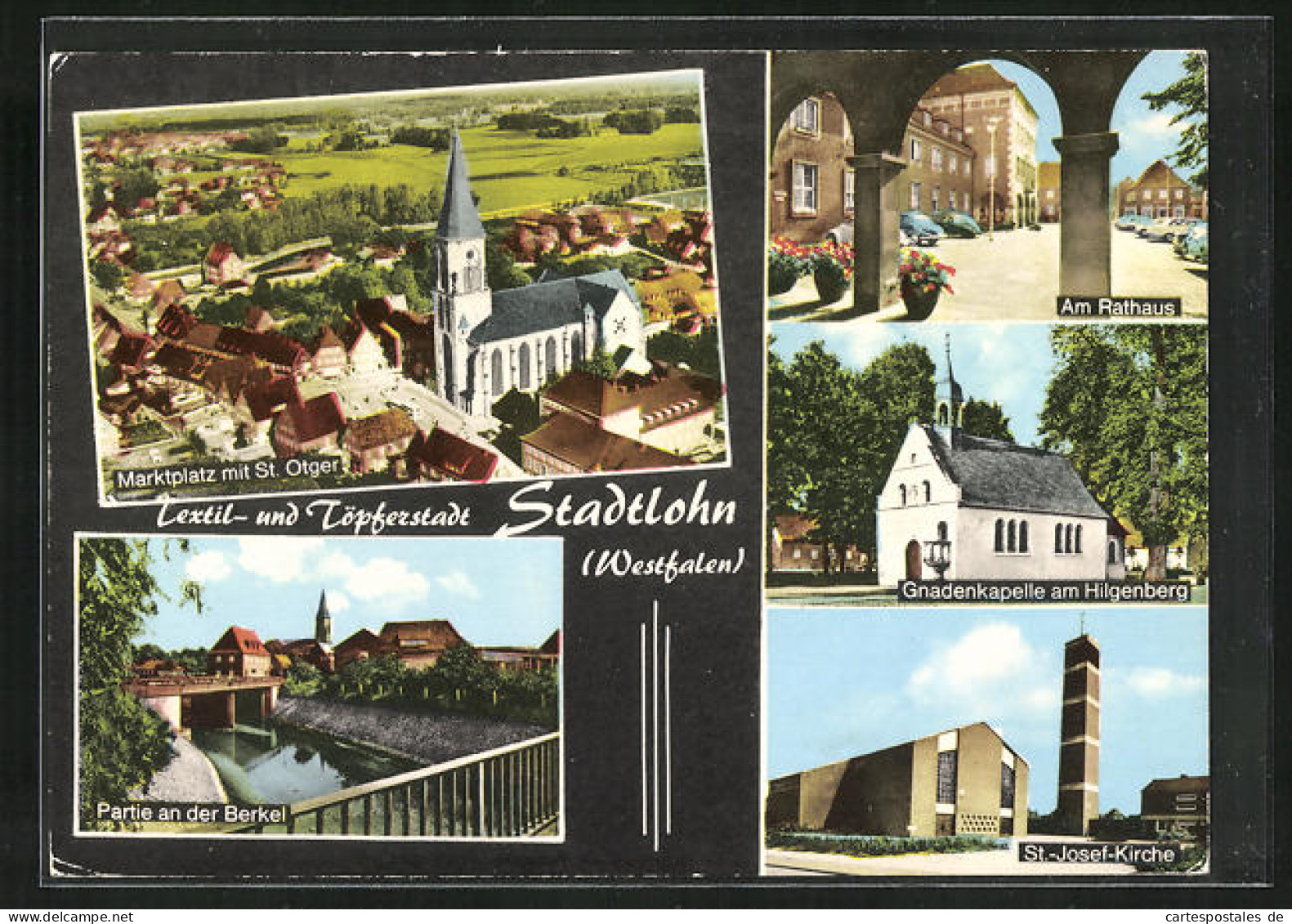 AK Stadtlohn /Westf., Marktplatz mit St. Otger, Rathaus, Gnadenkapelle