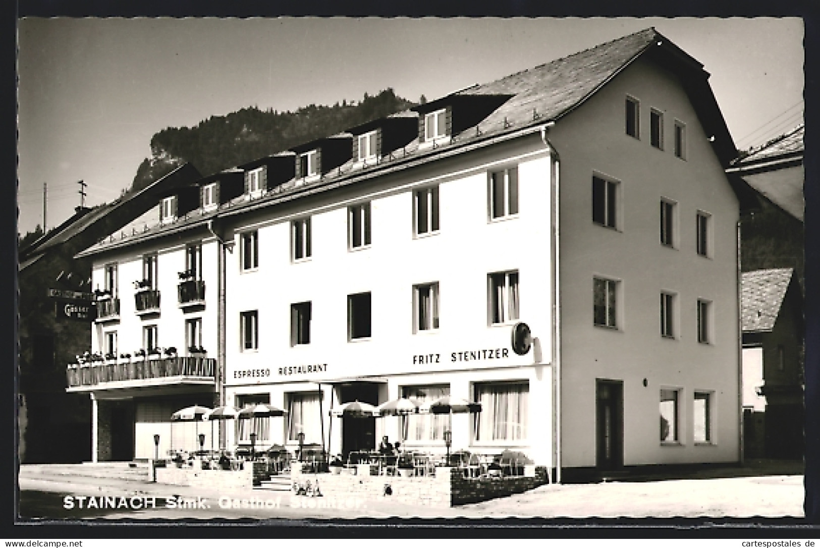 AK Stainach, Gasthof Stenitzer mit Terrasse