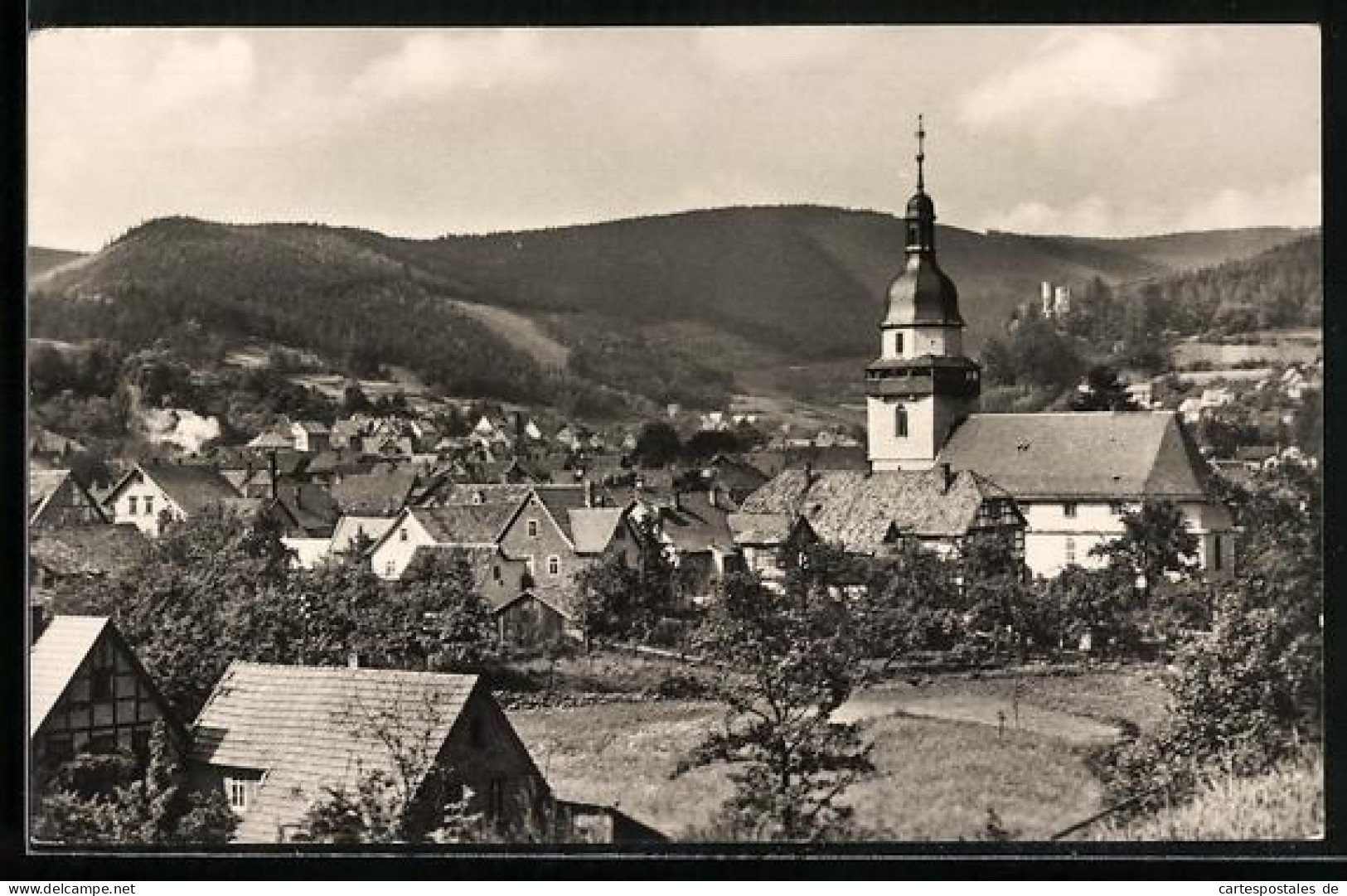AK Steinbach-Hallenberg /Thür., Ortsansicht mit Kirche