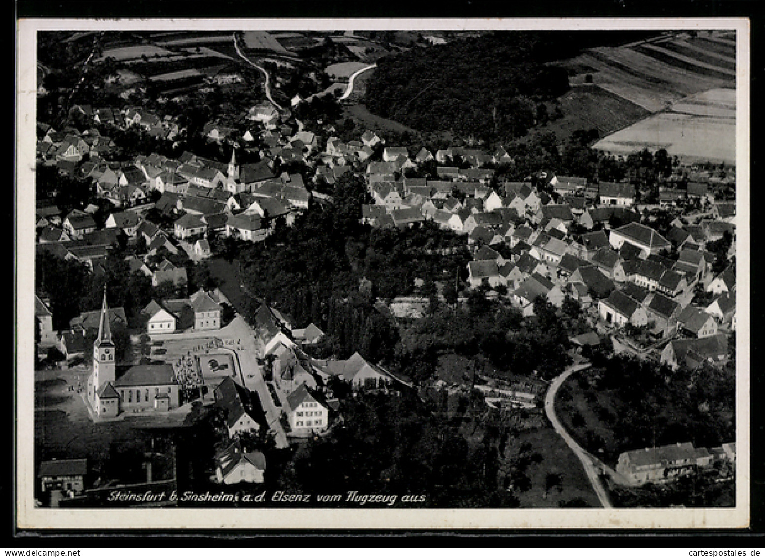 AK Steinsfurt b. Sinsheim, Teilansicht, Fliegeraufnahme