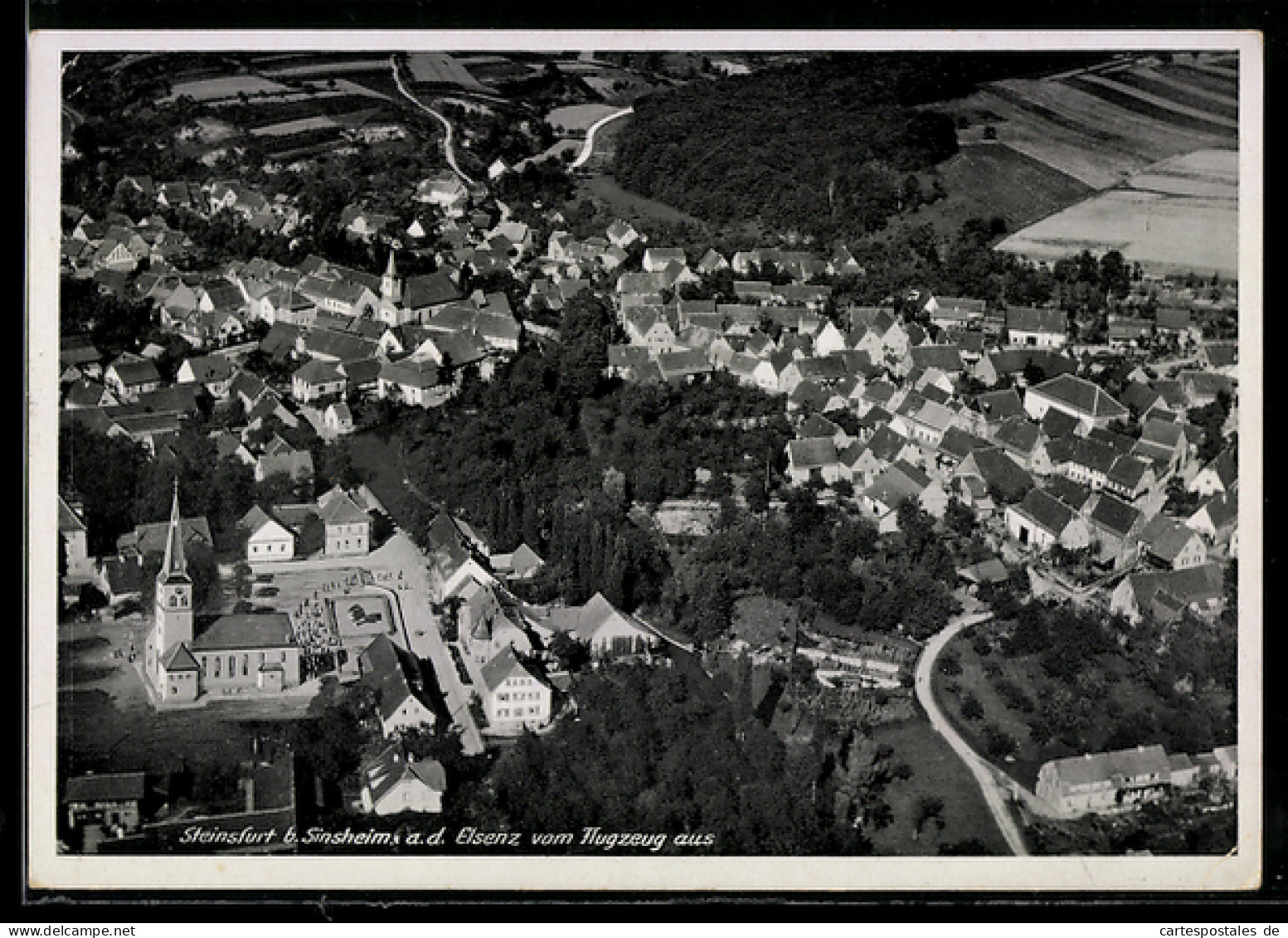 AK Steinsfurt b. Sinsheim, Teilansicht, Fliegeraufnahme