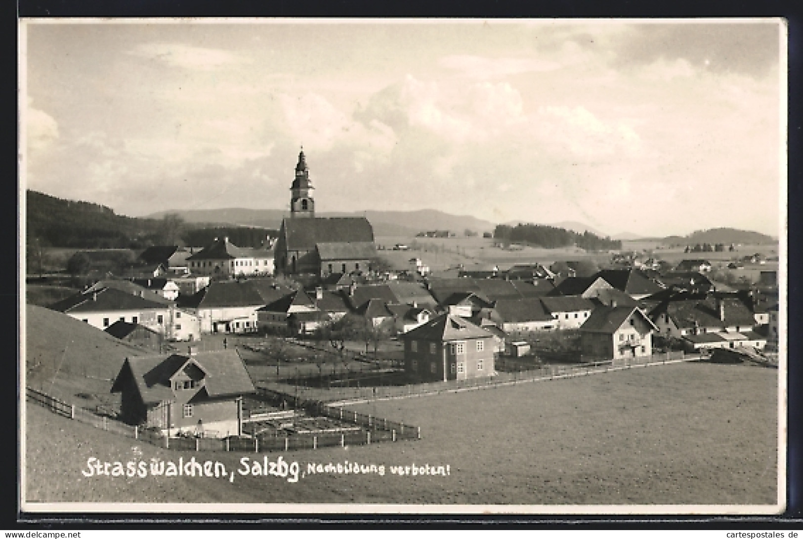 AK Strasswalchen, Ortspartie mit Kirche