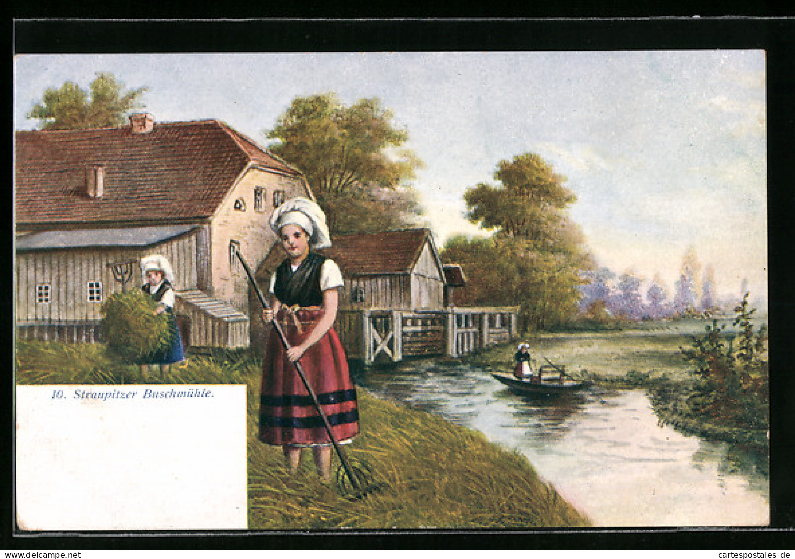 AK Straupitz, Bauerinnen bei Straupitzer Buschmühle