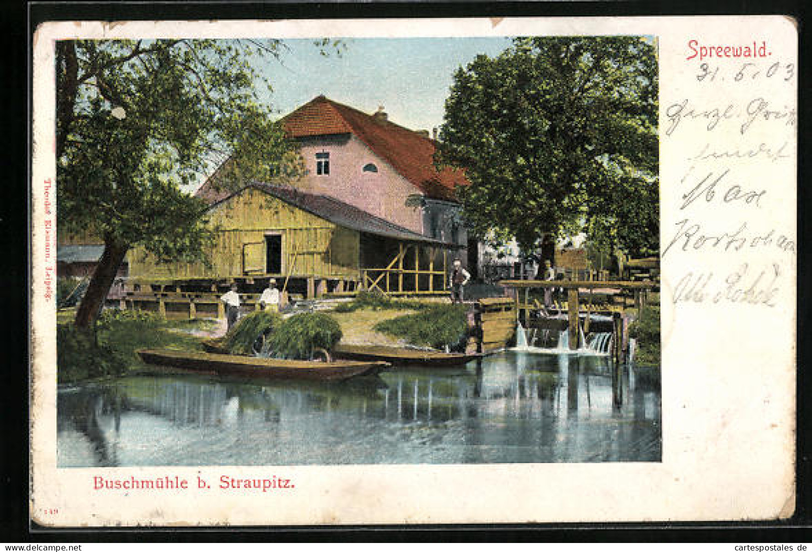 AK Straupitz /Spreemühle, Gasthaus zur Buschmühle
