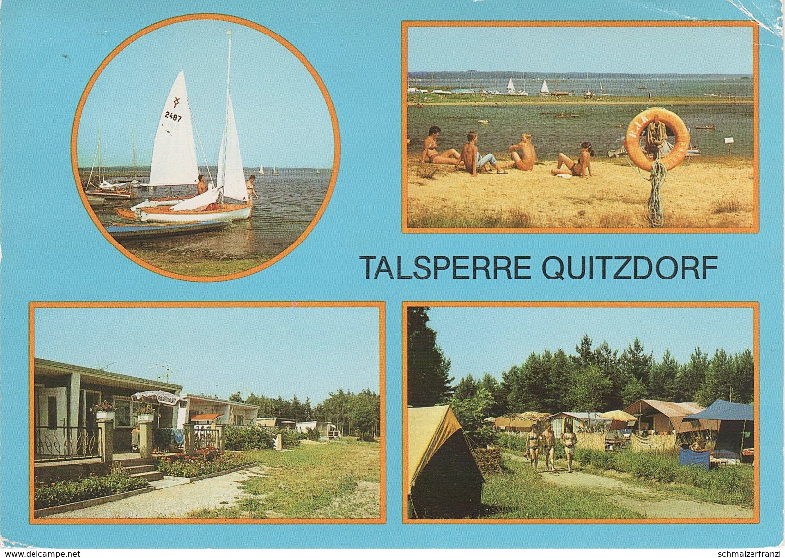 AK Talsperre Quitzdorf Kollm Nord Campingplatz R/23 Strand Segelboot a Mücka Neudorf Niesky Sproitz Diehsa Steinölsa DDR