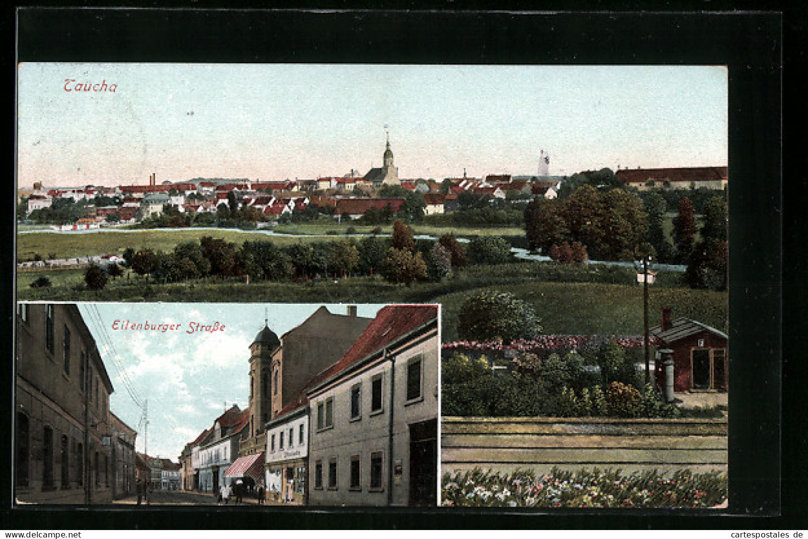 AK Taucha, Eilenburger Strasse, Ortsansicht