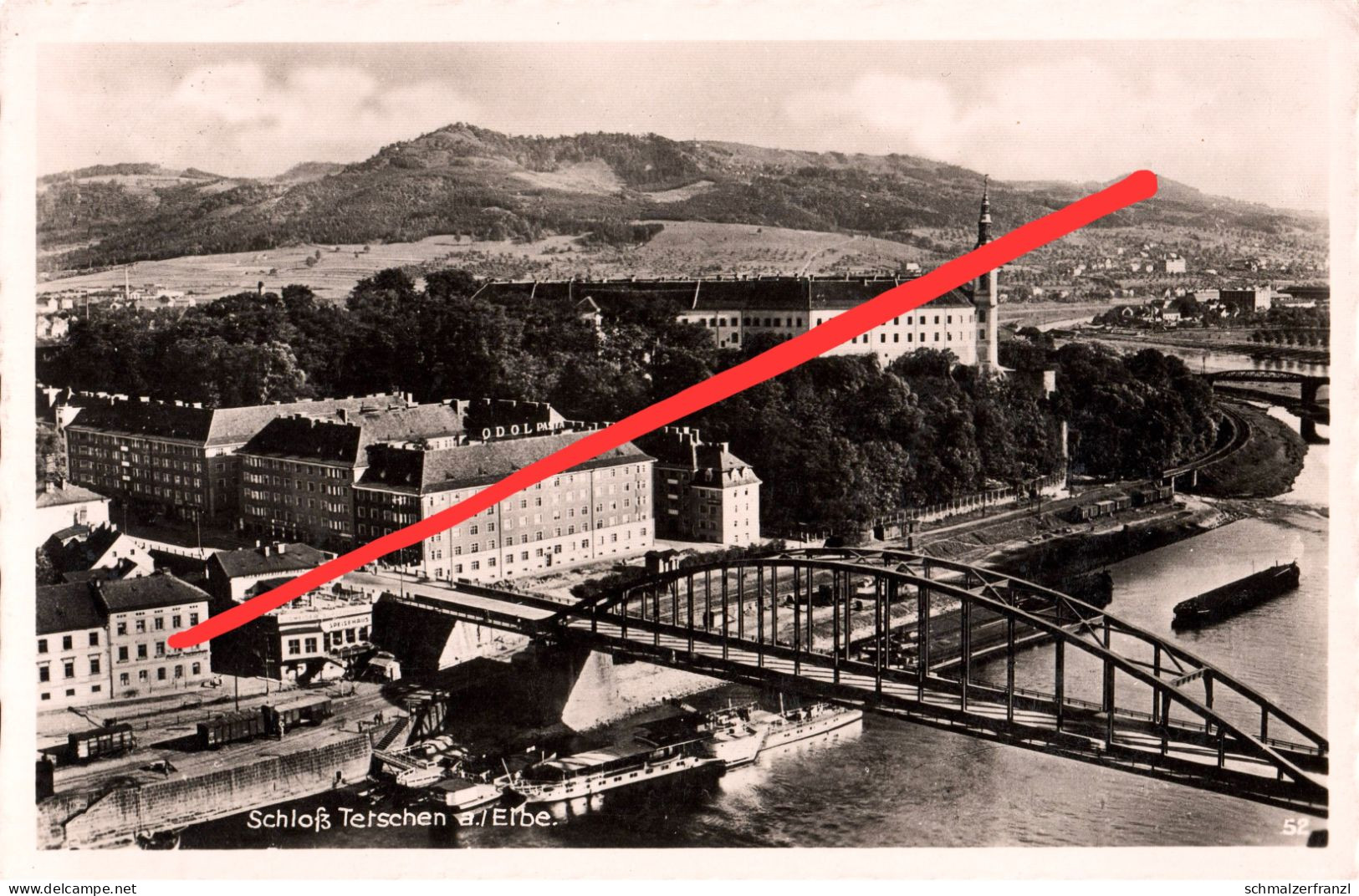 AK Tetschen Bodenbach Decin Podmokly Elbbrücke Brücke Schloß Dampfer a Krischwitz Wilsdorf Neschwitz Malschwitz Rosawitz