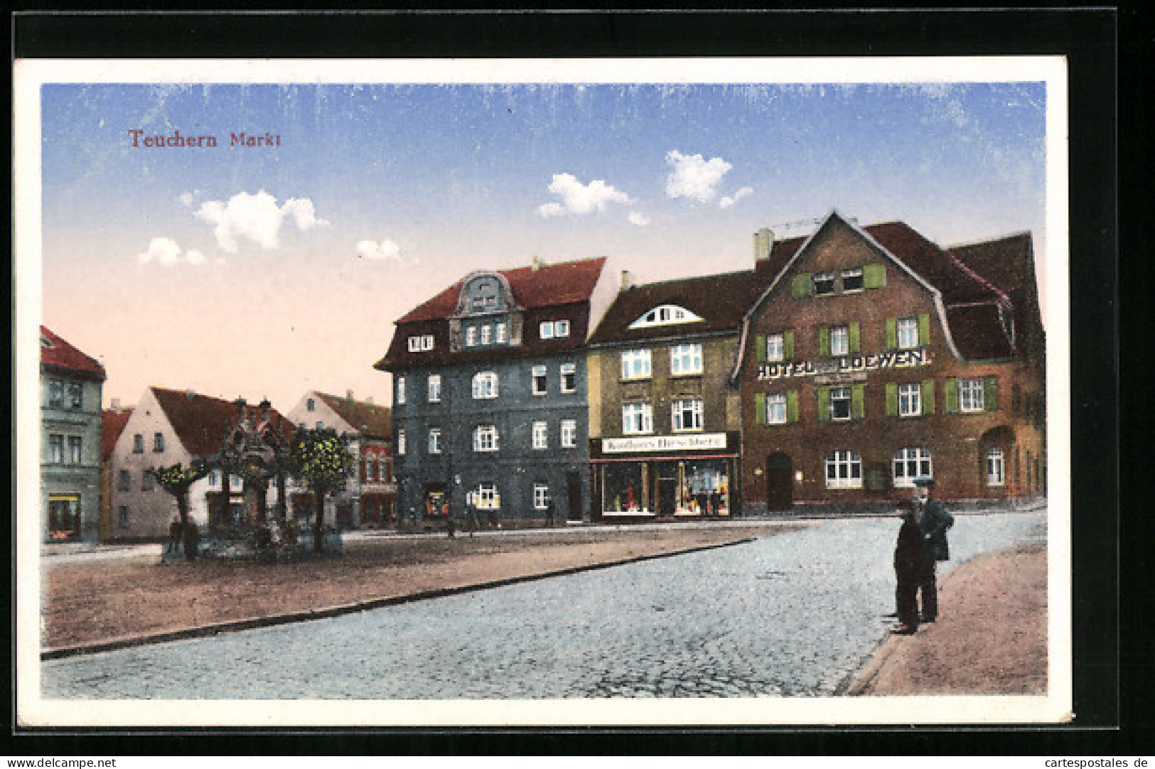 AK Teuchern, Markt mit Hotel zum Löwen