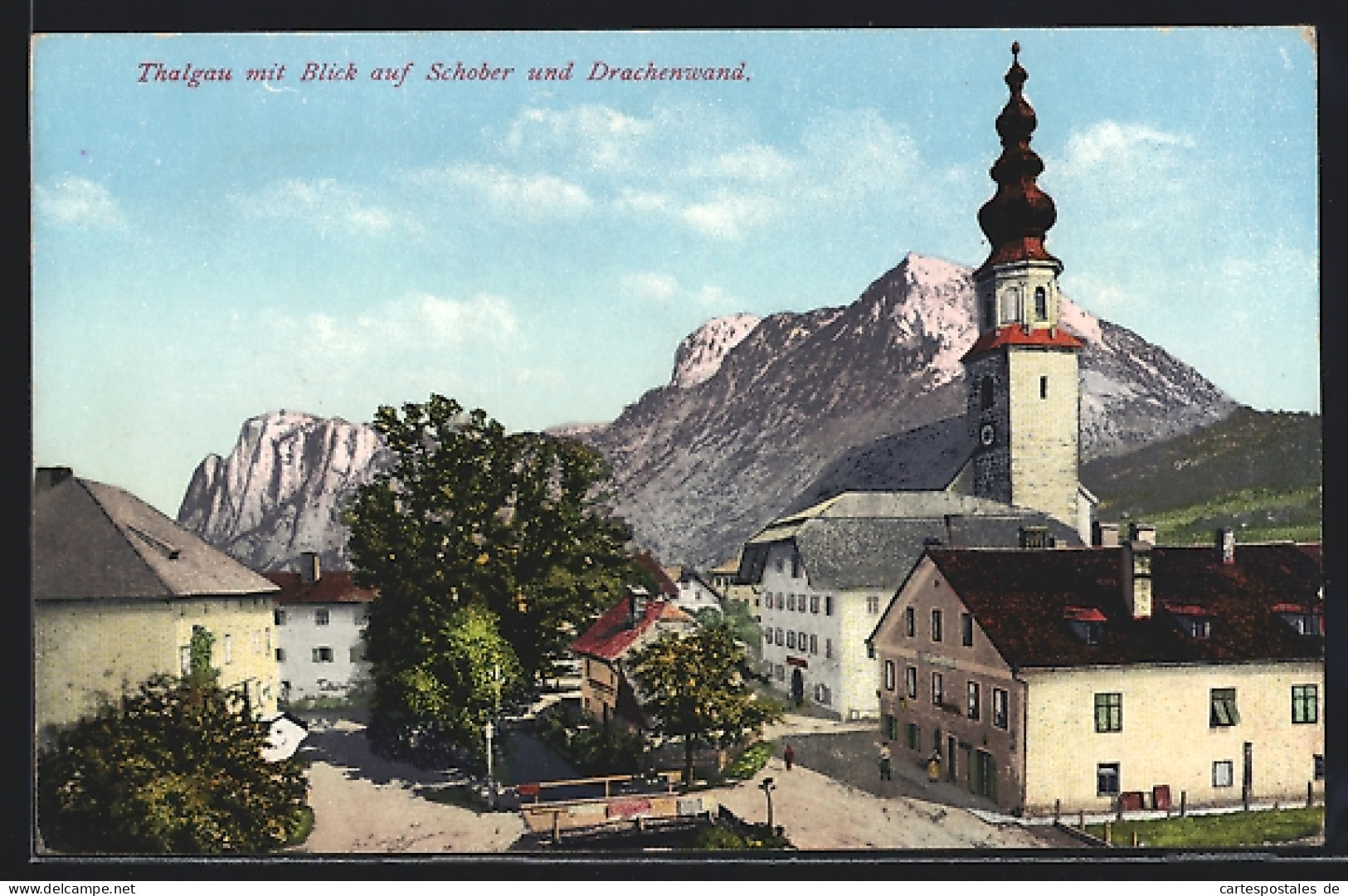 AK Thalgau, Ortsansicht mit Blick auf Schober & Drachenwand