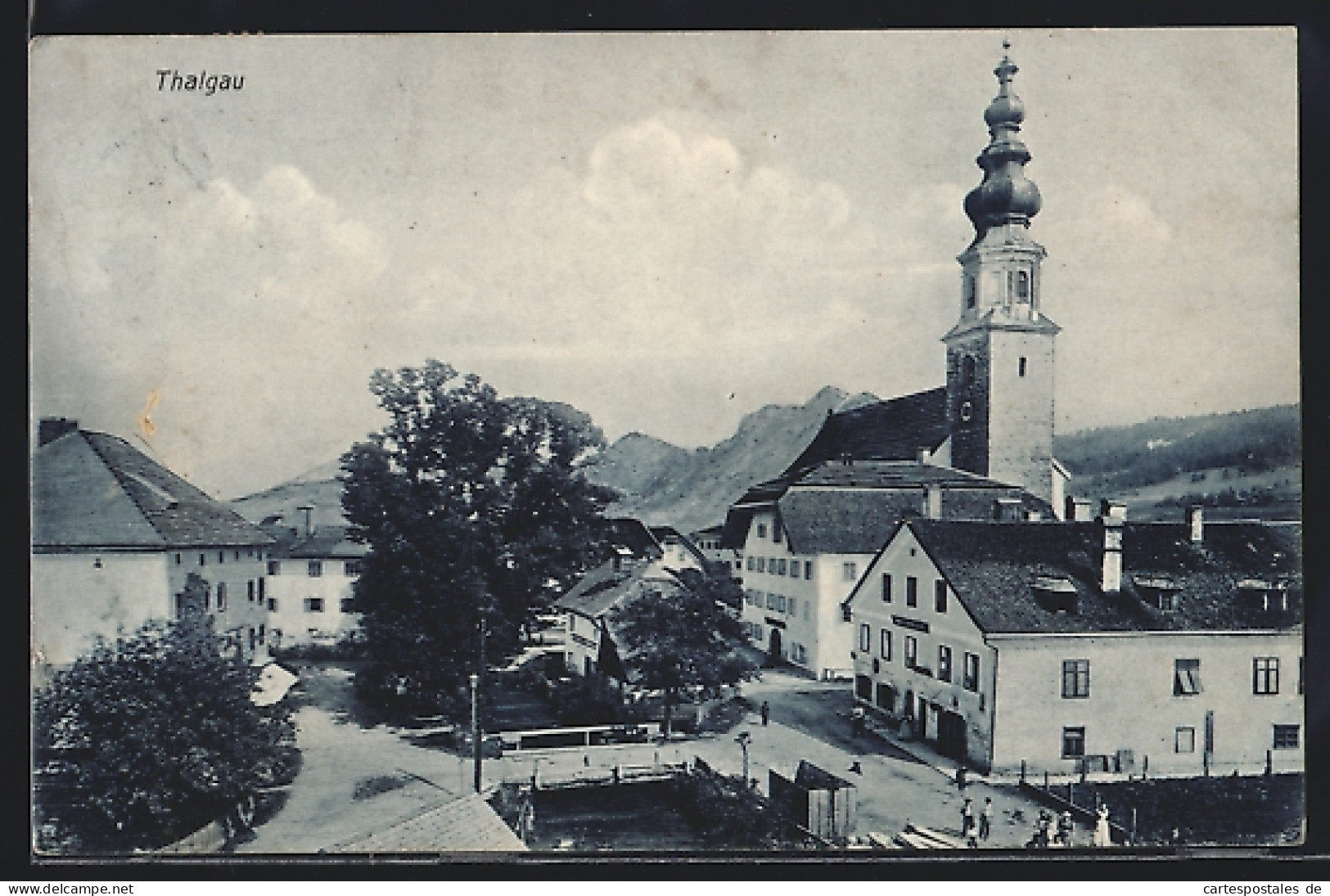 AK Thalgau, Ortspartie im Zentrum mit Kirche