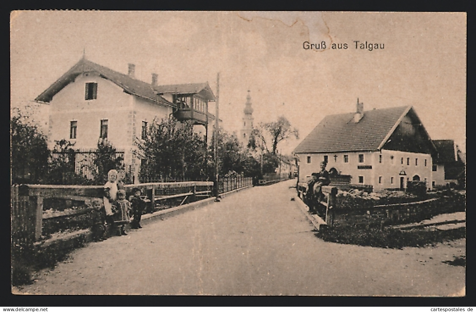 AK Thalgau, Strassenpartie mit Kirche