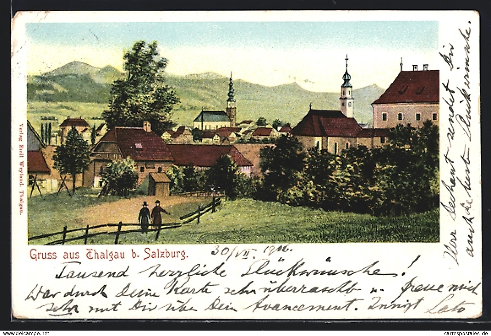 AK Thalgau, Teilansicht mit Kirchen