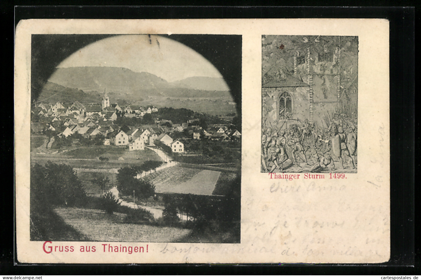 AK Thayngen, Ortsansicht, Thainger Sturm 1499