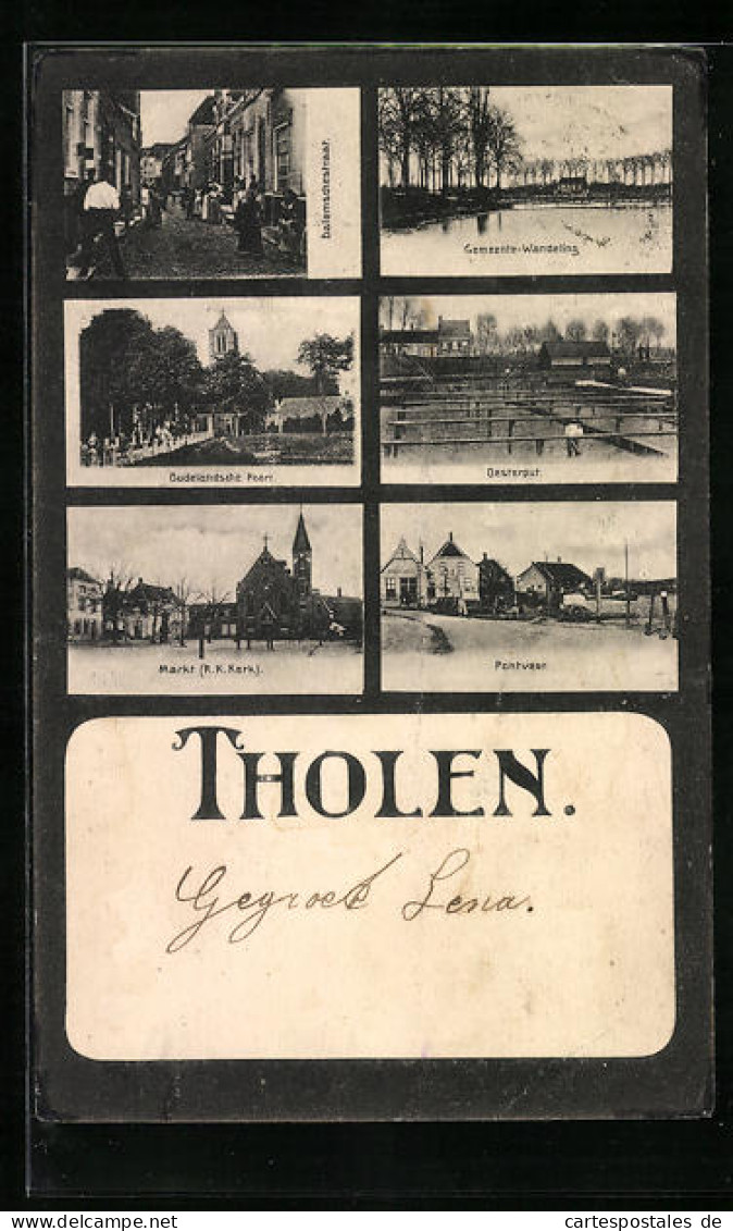 AK Tholen, Markt, Pontveer en Oudelandsche Poort