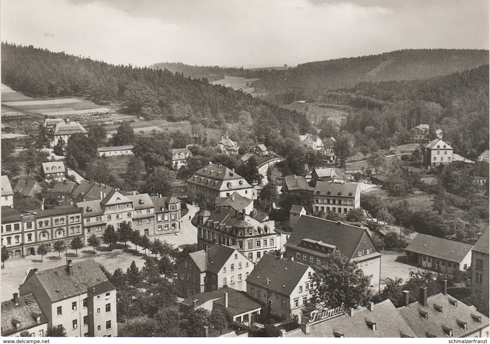 AK Thum Blick zum Rathaus Marktplatz Markt Trumpf a Auerbach Ehrenfriedersdorf Gelenau Geyer Drebach Erzgebirge DDR