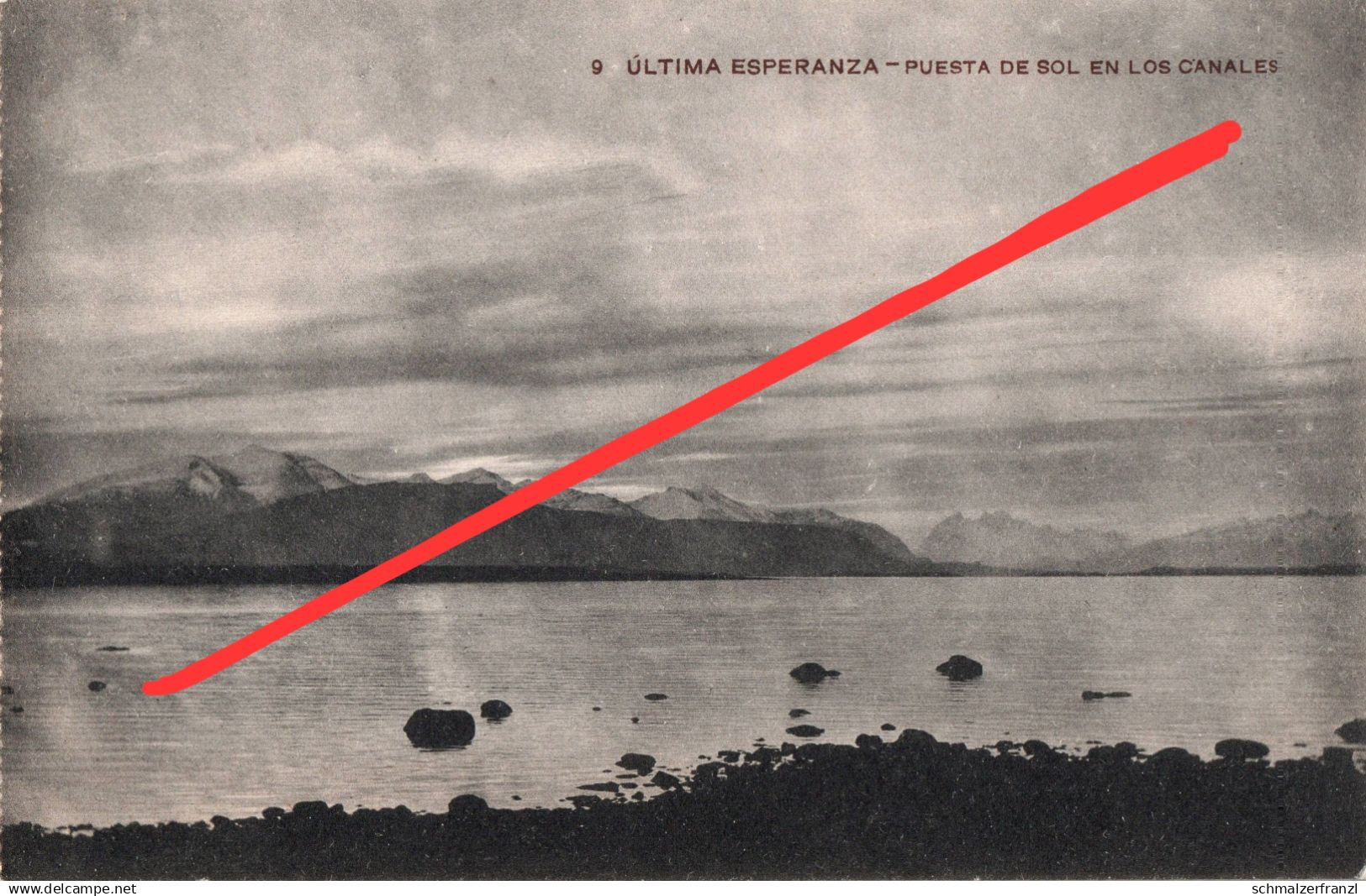 AK Tierra del Fuego Puesto Sol en los Canales Land of Fire Feuerland Magallanes Magellanica Argentinien Argentina Chile