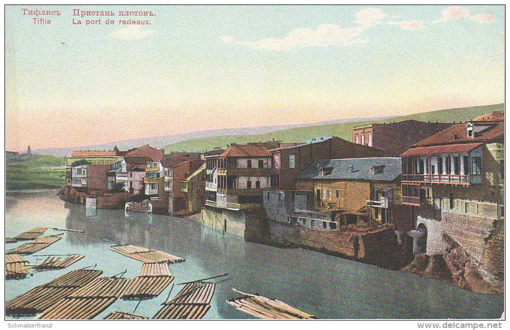 AK Tiflis Tbilisi Tbilissi თბილისი Port de radeaux Floß Flößer Holz Hafen Harbour Georgien Georgia საქართველო Géorgie