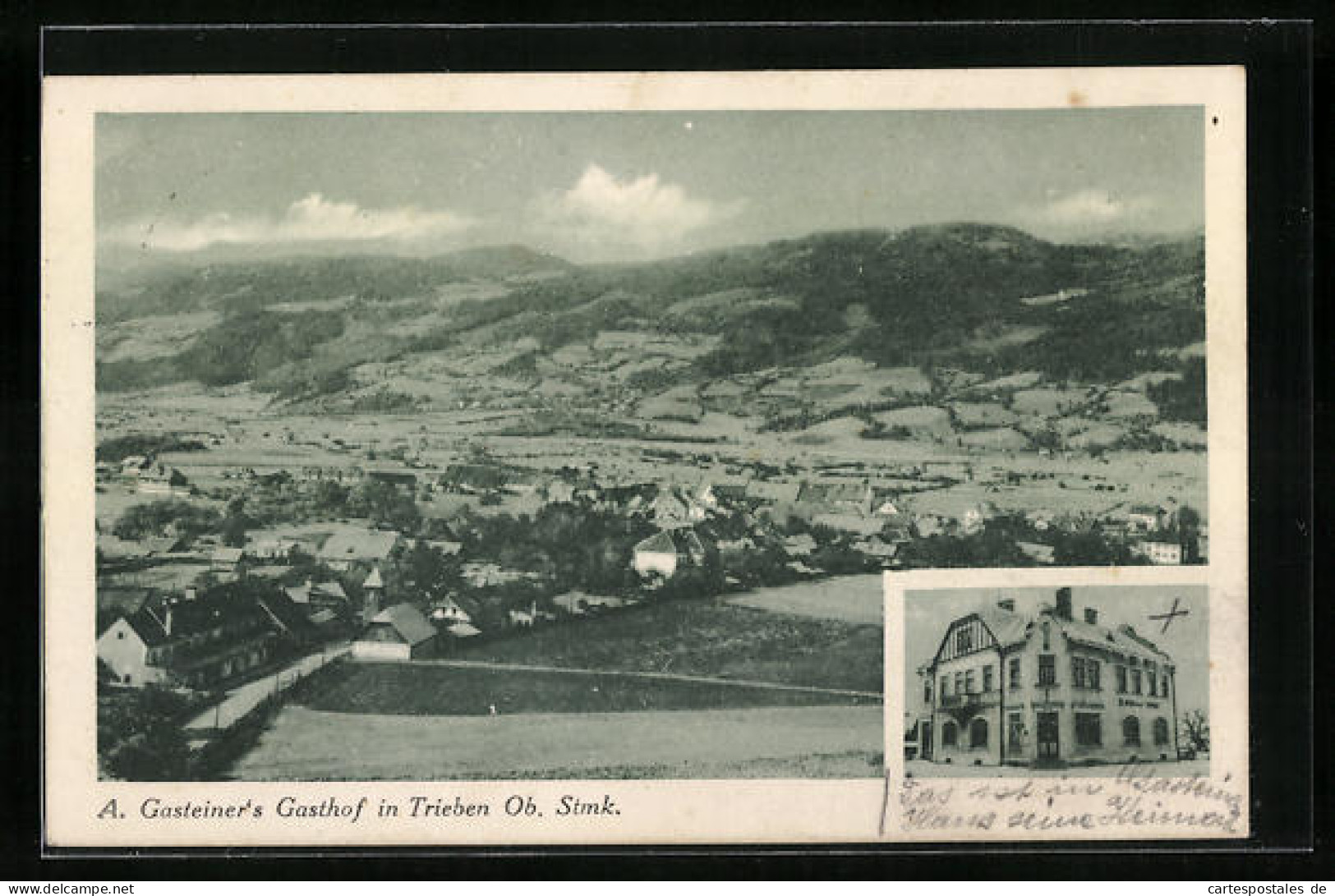 AK Trieben, Gesamtansicht mit Gasthaus Gasteiner