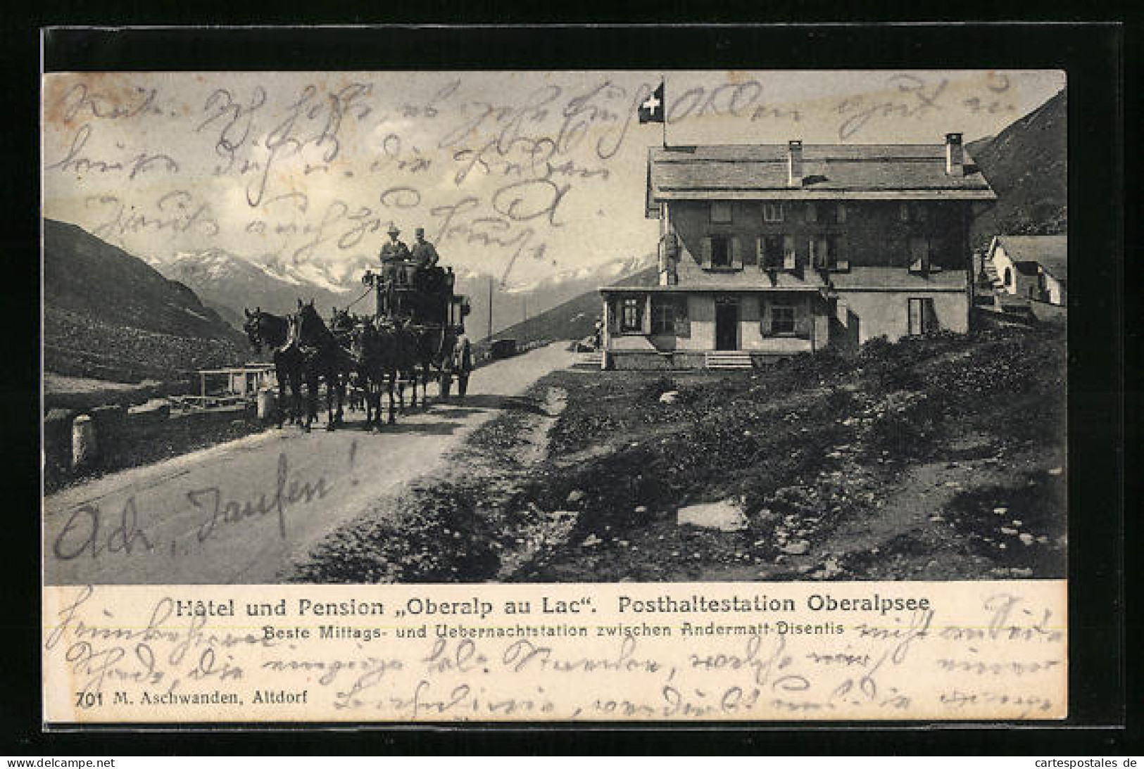 AK Tujetsch, Hotel und Pension Oberalp au Lac, Postkutsche