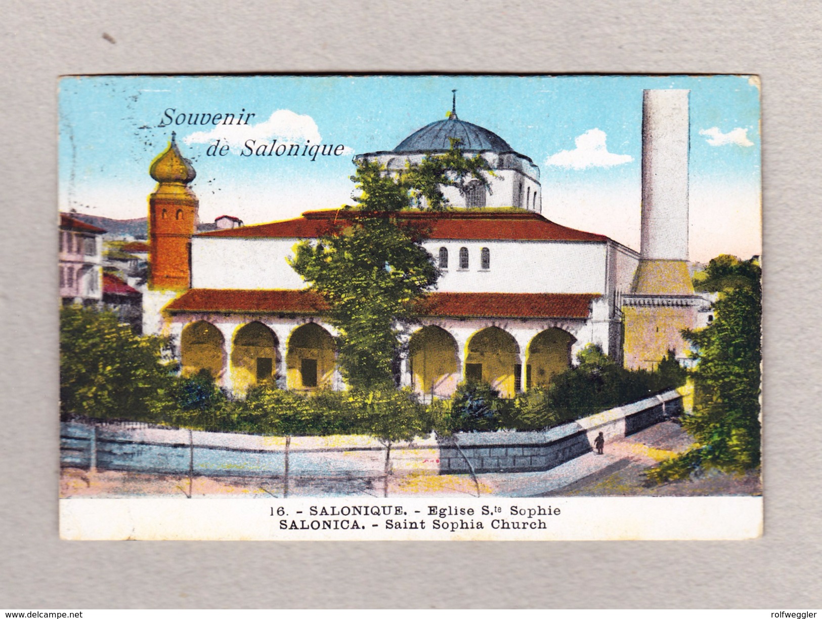 AK Türkei Salonique Eglise Ste Sophie ges. von Griechenland nach Zürich