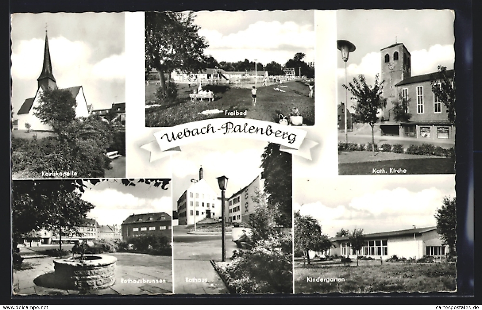 AK Übach-Palenberg, Freibad, Karlskapelle, Kath. Kirche, Rathaus