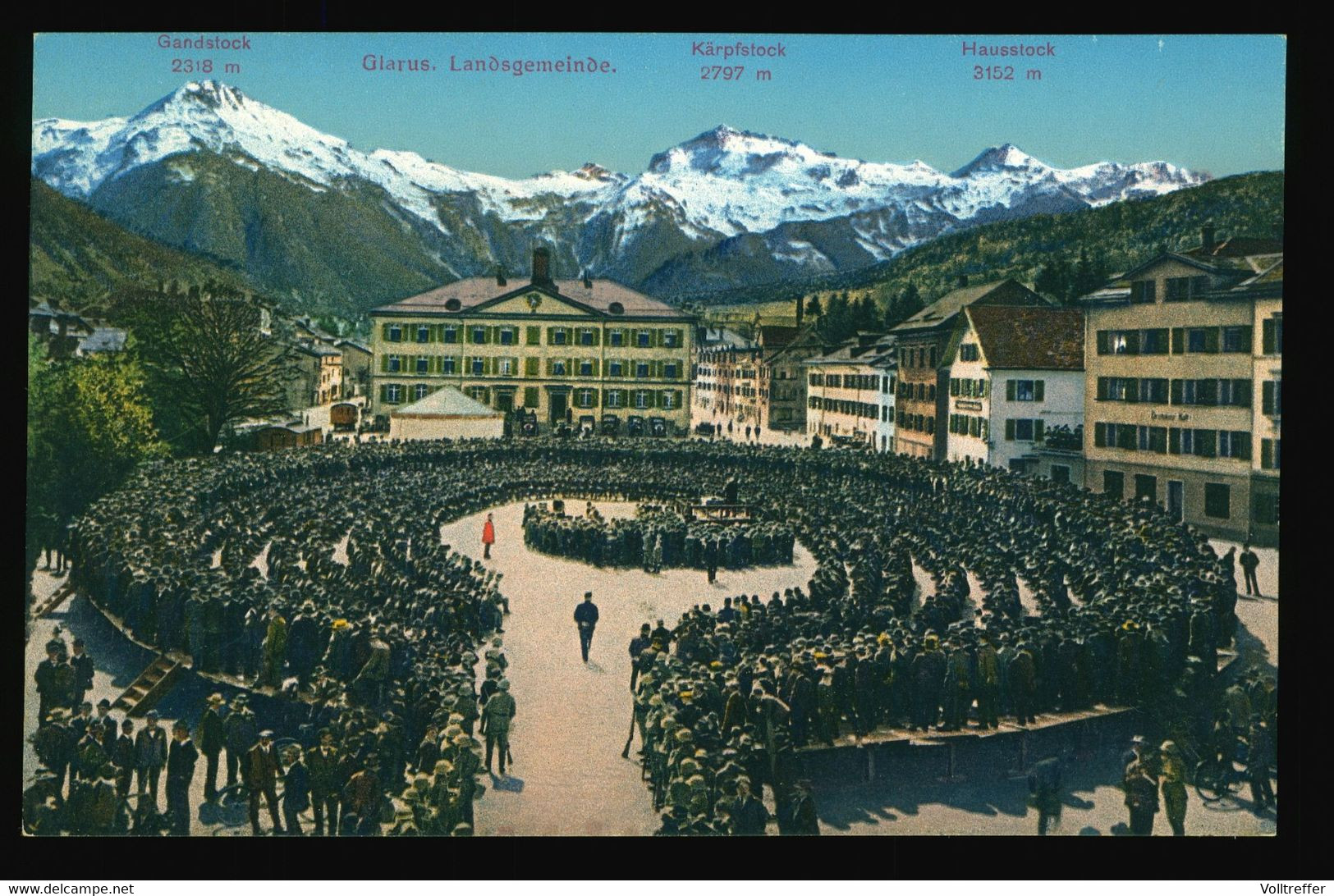 AK um 1915 Landsgemeinde Glarus mit den Gemeinden Ennenda, Netstal und Riedern Kanton Glarus