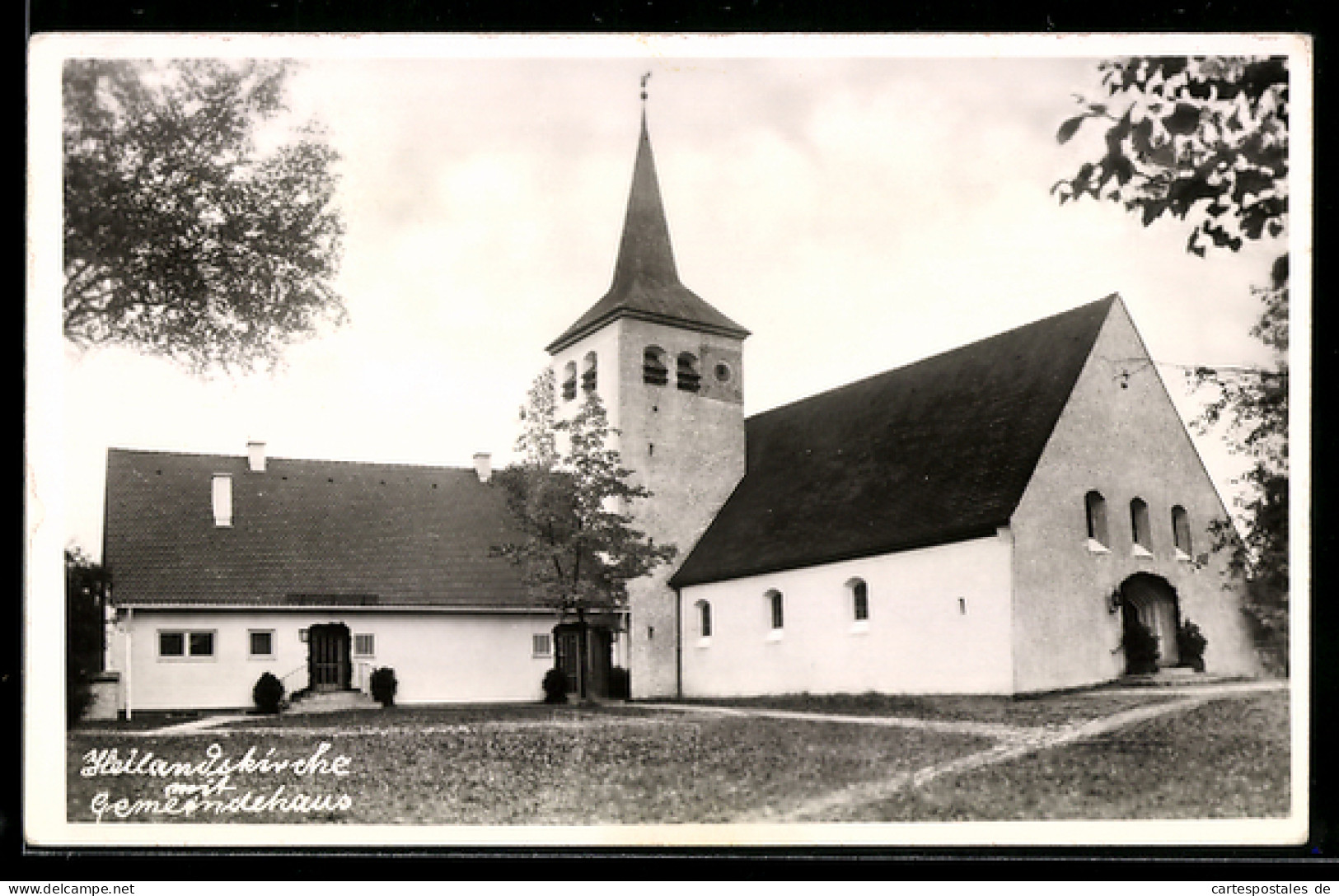 AK Unterhaching, Heilandskirche mit Gemeindehaus
