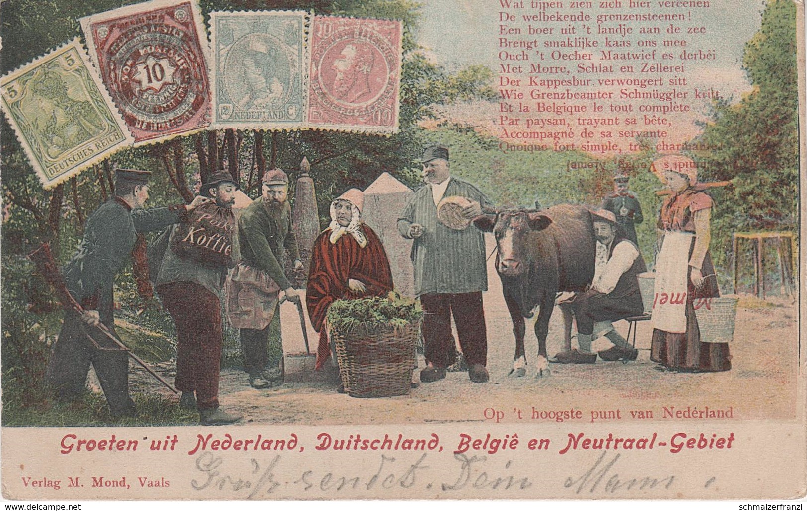 AK Vierländereck Grenze Niederlande Deutschland Belgien Neutrales Gebiet Neutral Moresnet Kelmis Verviers Eupen Malmedy