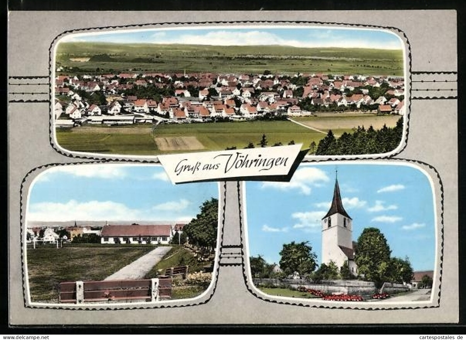 AK Vöhringen, Ortsansicht, Kirche