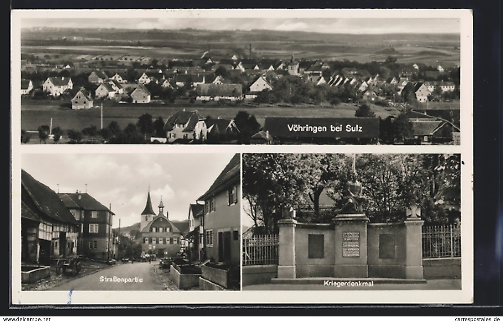 AK Vöhringen / Württ., Strassenansicht, Kriegerdenkmal, Ortspanorama
