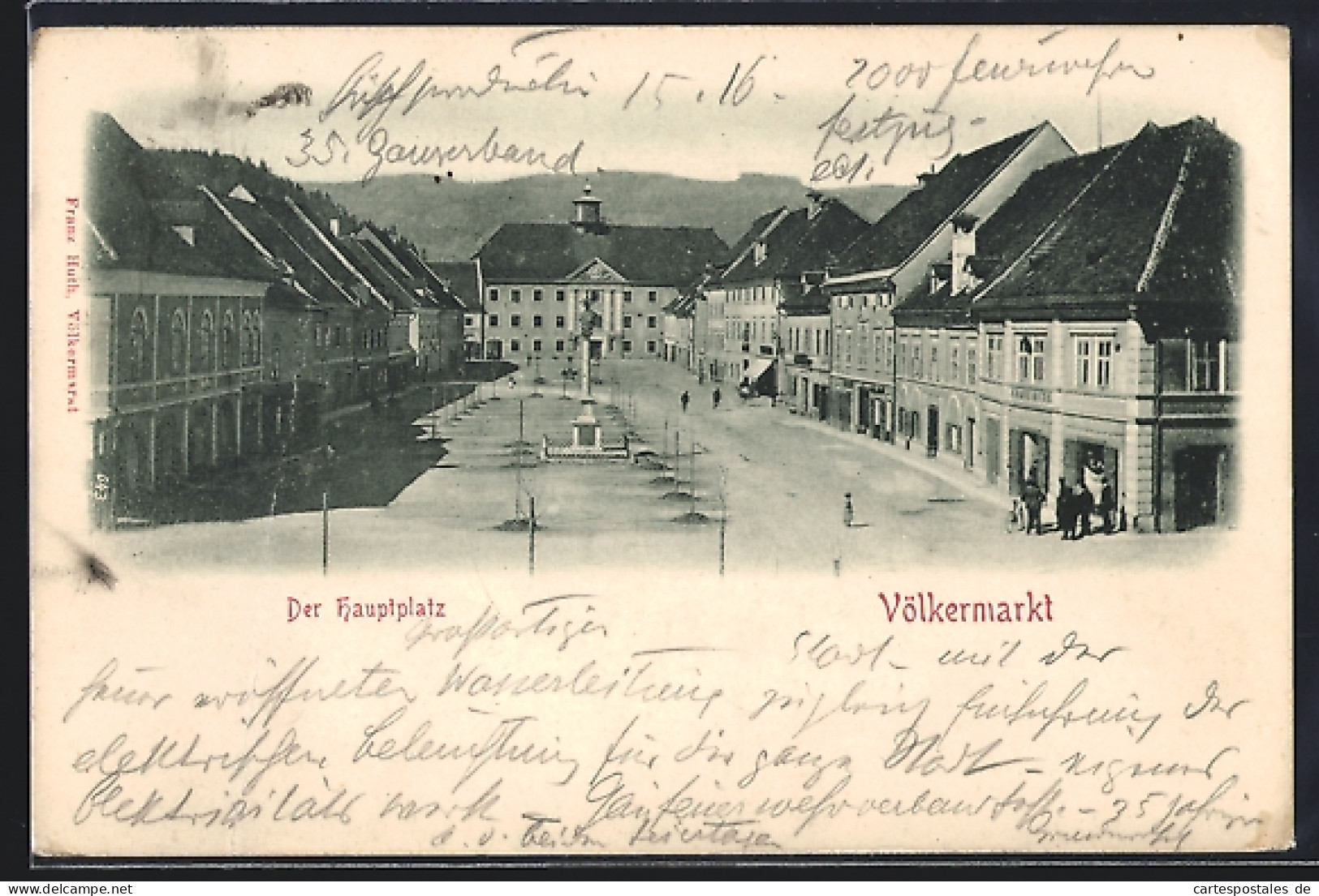 AK Völkermarkt, Hauptplatz mit Rathaus