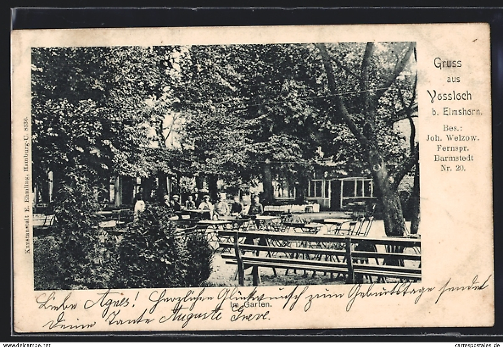 AK Vossloch, Gasthaus v. J. Welzow mit Gartenlokal