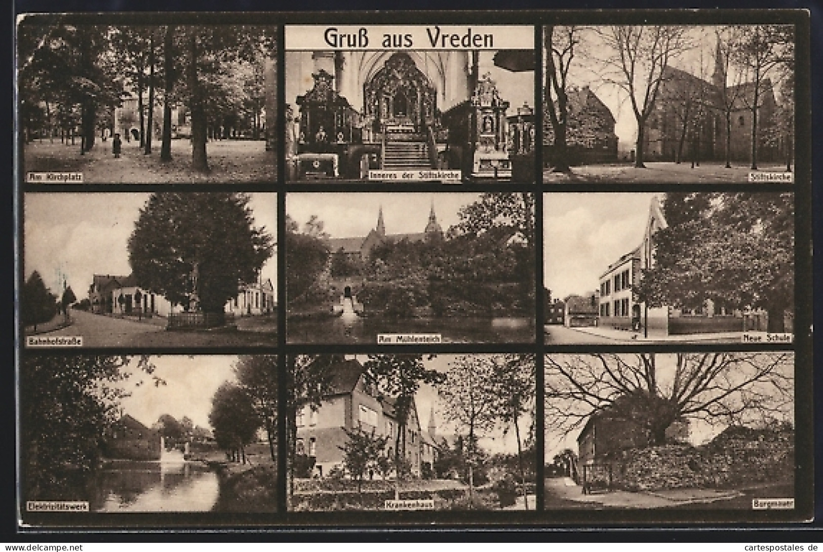 AK Vreden, Am Kirchplatz, Inneres d. Stiftskirche, Stiftskirche, Bahnhofsstr., Elektrizitätswerk, Krankenhaus