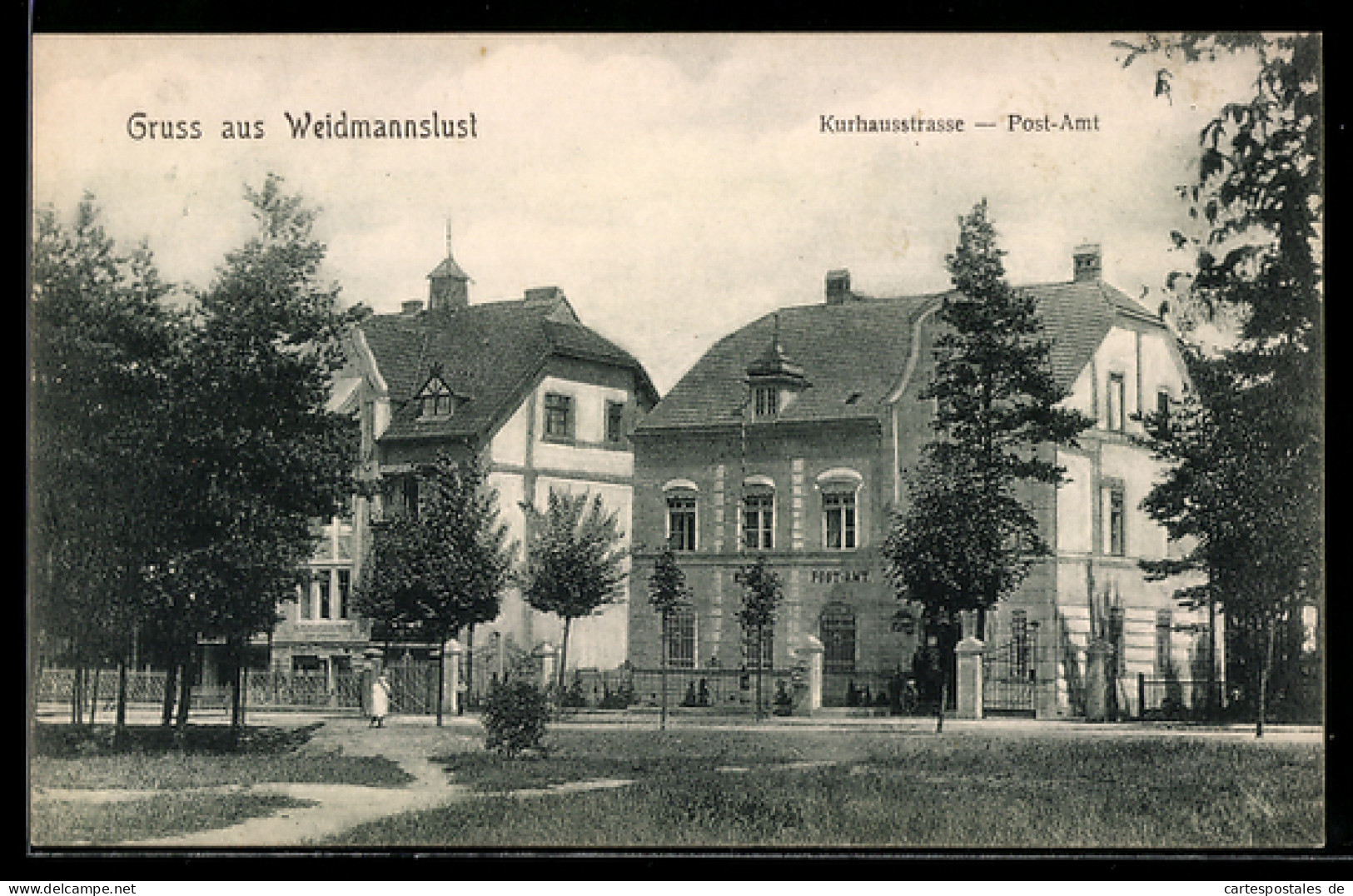AK Waidmannslust, Kurhausstrasse mit Postamt